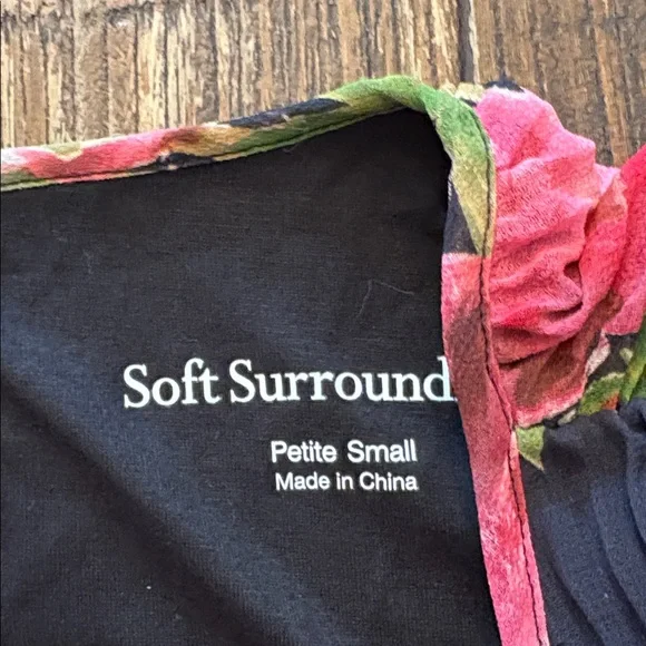 Soft Surroundings Ondine Pleated Mini Dress Black Pink Petals PS NWT - Picture 5 of 8